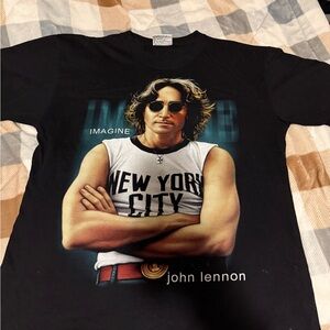 John Lennon Black Graphic T-Shirt